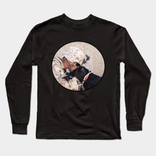 Soldier in Fatigues with Black Military Dog Long Sleeve T-Shirt